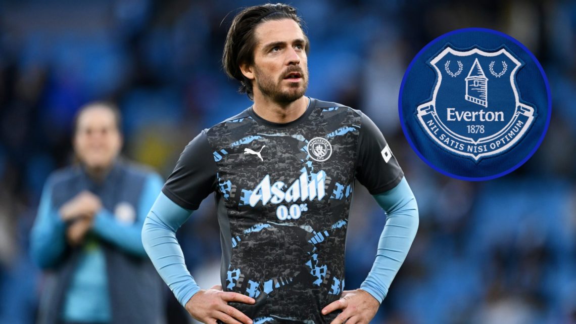 Jack Grealish wamrs up ahead of Manchester City's Premier League game against Leicester City.