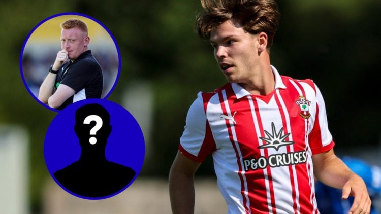 Southampton winger Tyler Dibling in action. Inset, Southampton manager Will Still looking on.