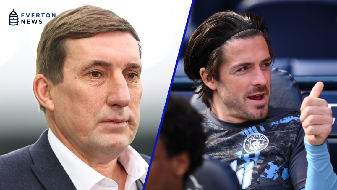 Alan Stubbs attends a Premier League game between Everton and Arsenal. Jack Grealish gives the thumbs up from the Manchester City bench.