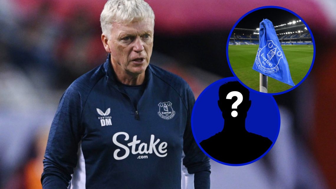 Everton manager David Moyes. Inset, Everton flag at Goodison Park. Inset, EN mystery player.