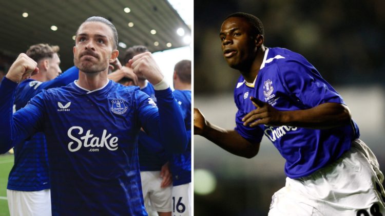 Everton winger Jack Grealish and former striker Victor Anichebe.
