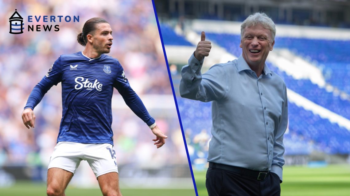 Jack Grealish plays for Everton in the Premier League vs Brighton & Hove Albion. David Moyes gives the thumbs up ahead of Everton's game vs Brighto...