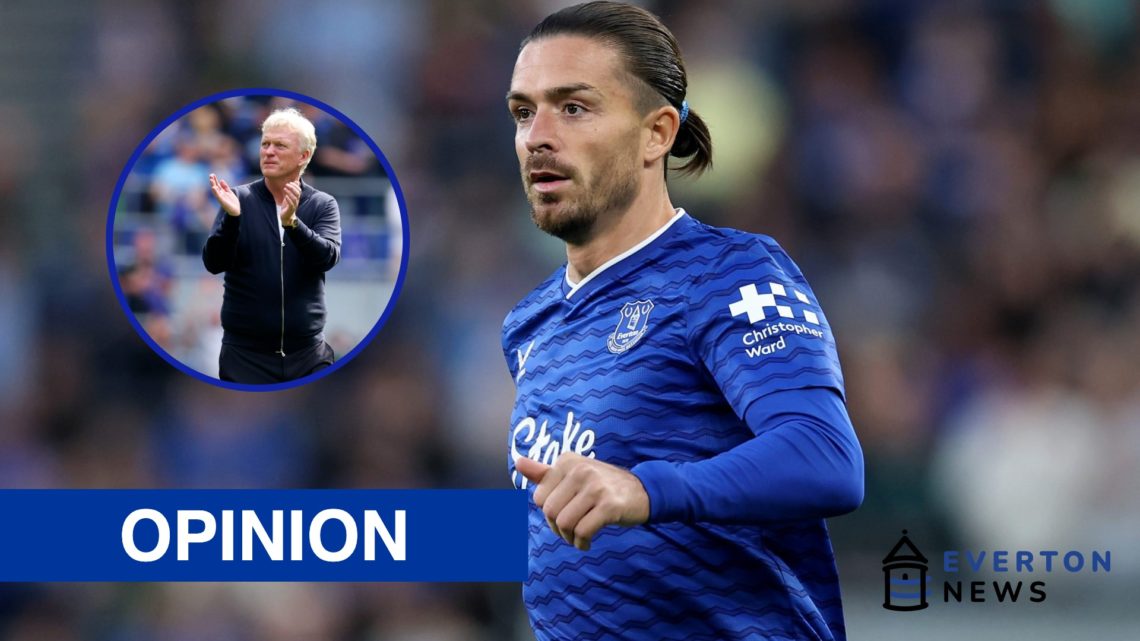 Jack Grealish reacts during Everton's game against Mansfield Town. David Moyes applauds the Everton fans after beating Brighton & Hove Albion.