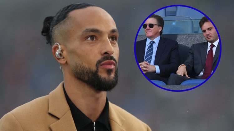 Theo Walcott as a pundit. Inset, Everton owners The Friedkin Group.
