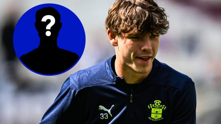 Southampton winger Tyler Dibling prior to game. Inset, EN mystery player.