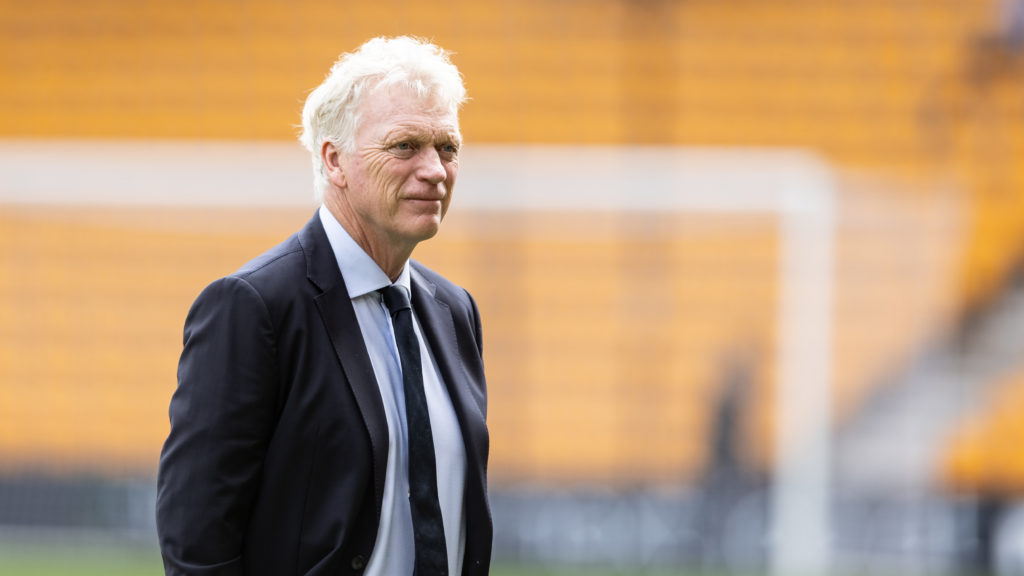 Everton manager David Moyes watching on.
