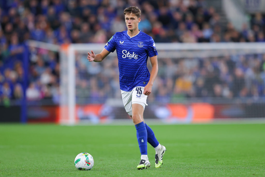 Harrison Amrstrong in action during Everton against Mansfield Town.