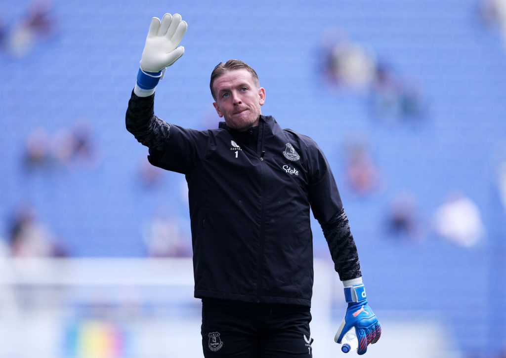 Jordan Pickford prior to Everton vs Aston Villa.