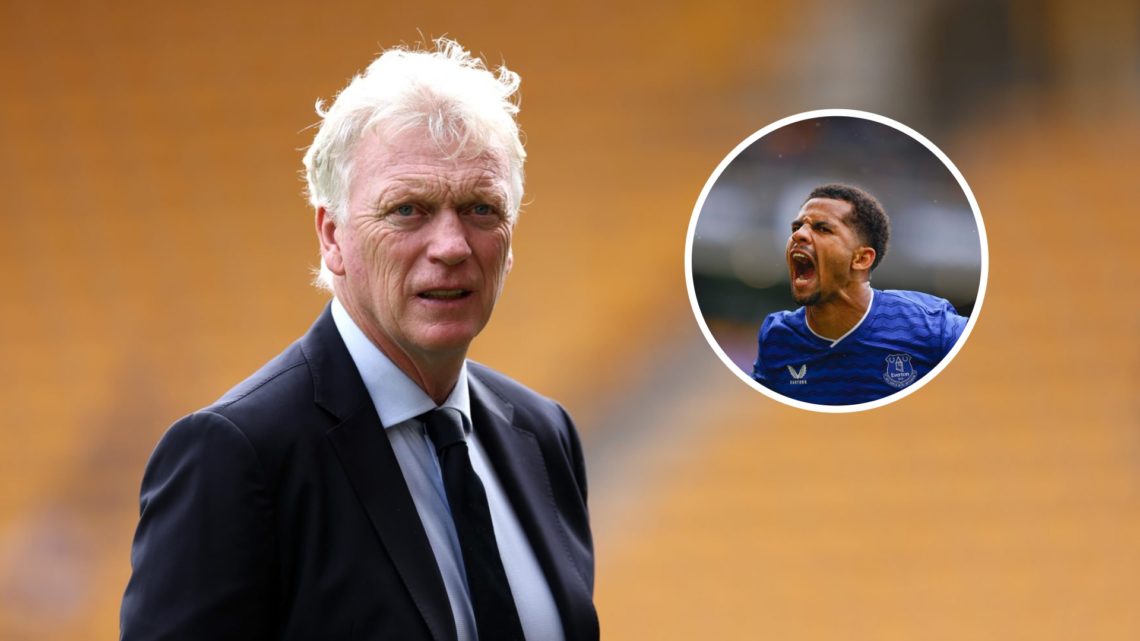 Everton boss David Moyes looks on before facing Wolverhampton Wanderers. Inset, Iliman Ndiaye celebrates for Everton against Wolverhampton Wanderers.