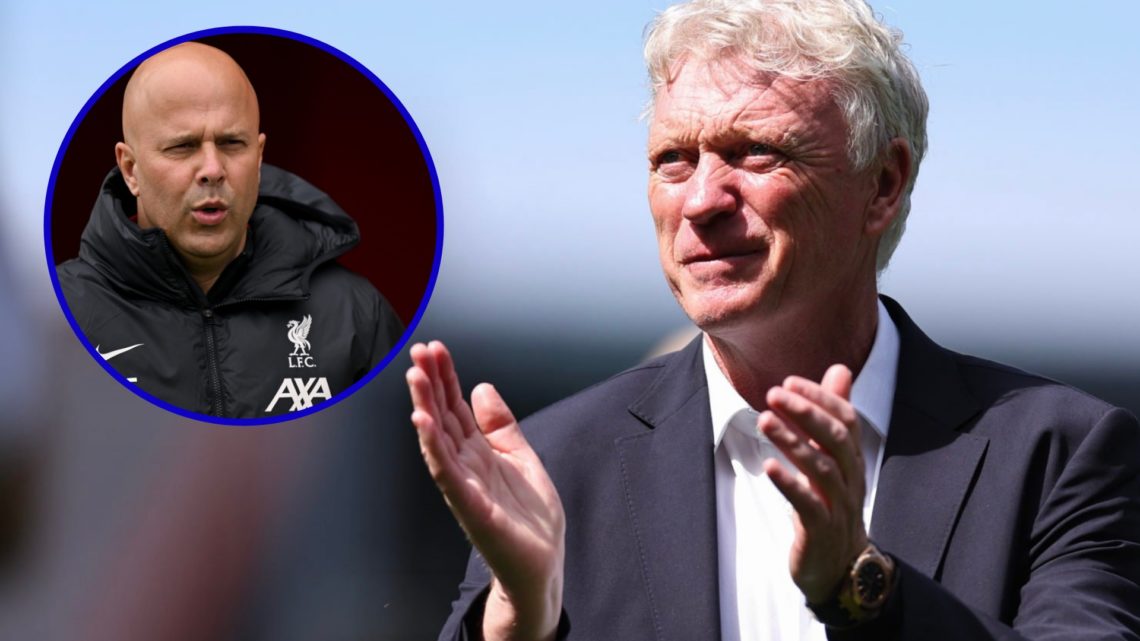 Everton manager David Moyes. Inset, Liverpool boss Arne Slot.