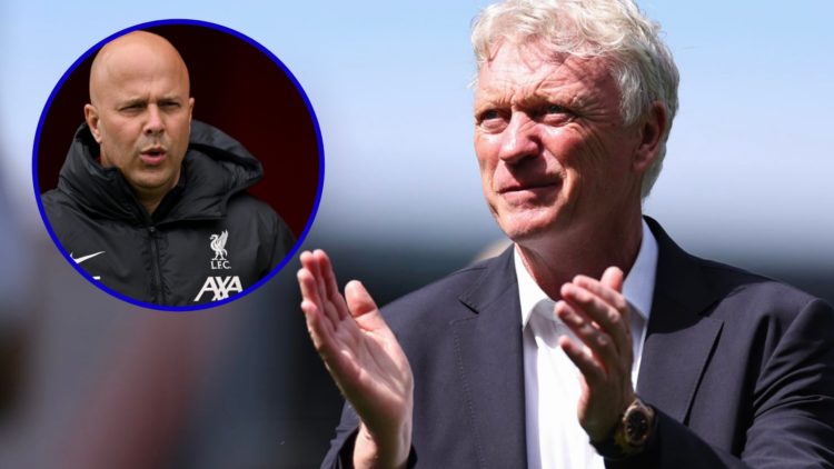 Everton manager David Moyes. Inset, Liverpool boss Arne Slot.