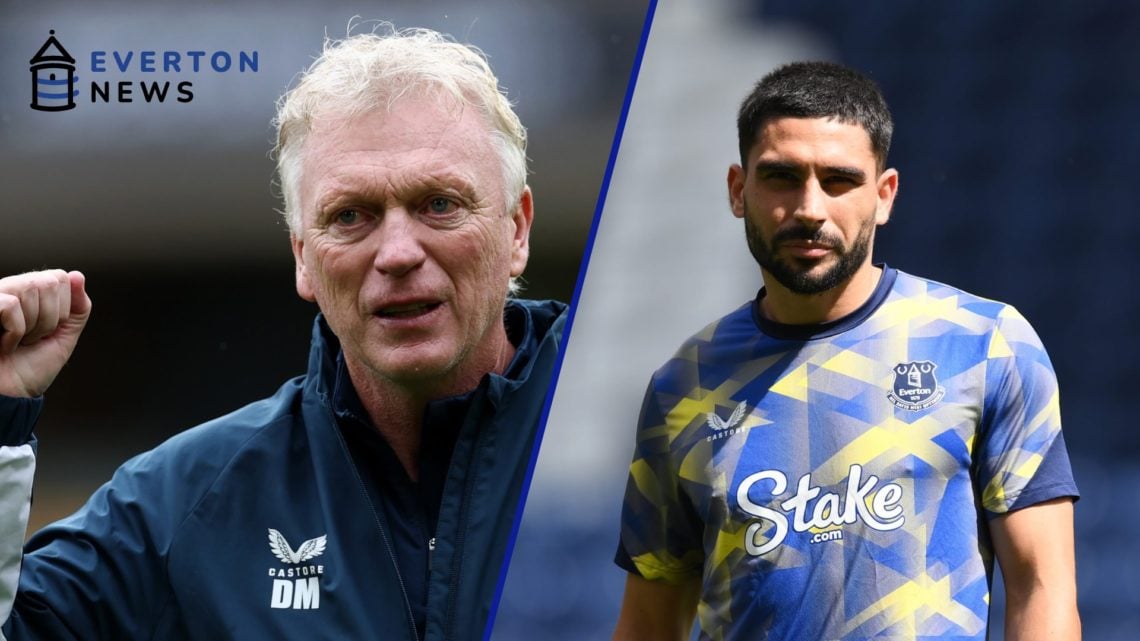 David Moyes celebrates Everton's away win at Wolves. Neal Maupay reacts ahead of Everton's pre-season friendly against Preston North End.