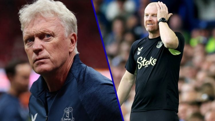 Split image of Everton manager David Moyes and former Everton boss Sean Dyche.