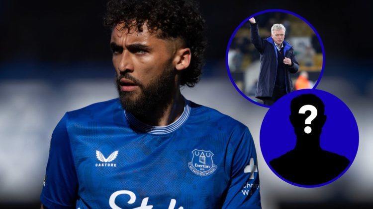 Everton striker Dominic Calvert-Lewin. Inset, Everton manager David Moyes. Inset, EN mystery player.