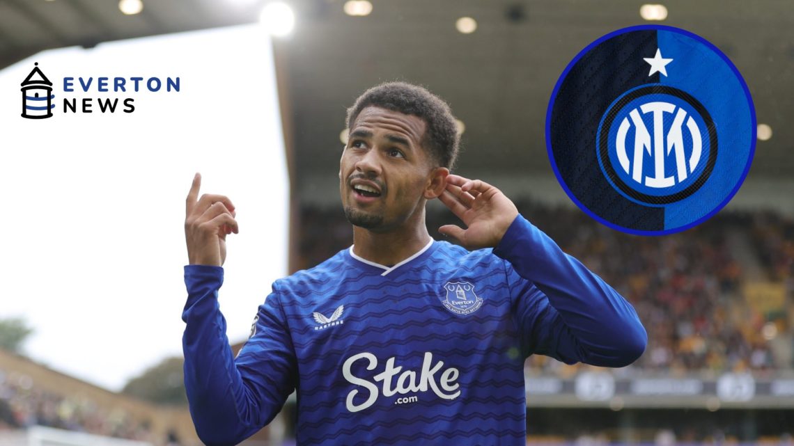 Iliman Ndiaye celebrates after scoring for Everton against Wolves.