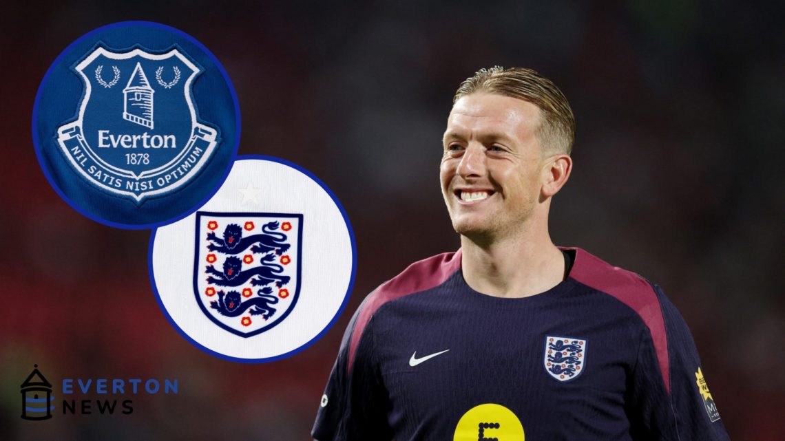 Jordan Pickford smiles in Belgrade ahead of England's victory against Serbia in the World Cup Qualifiers.