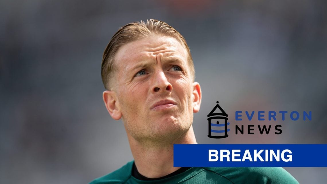Jordan Pickford reacts during Everton's win over Newcastle united.