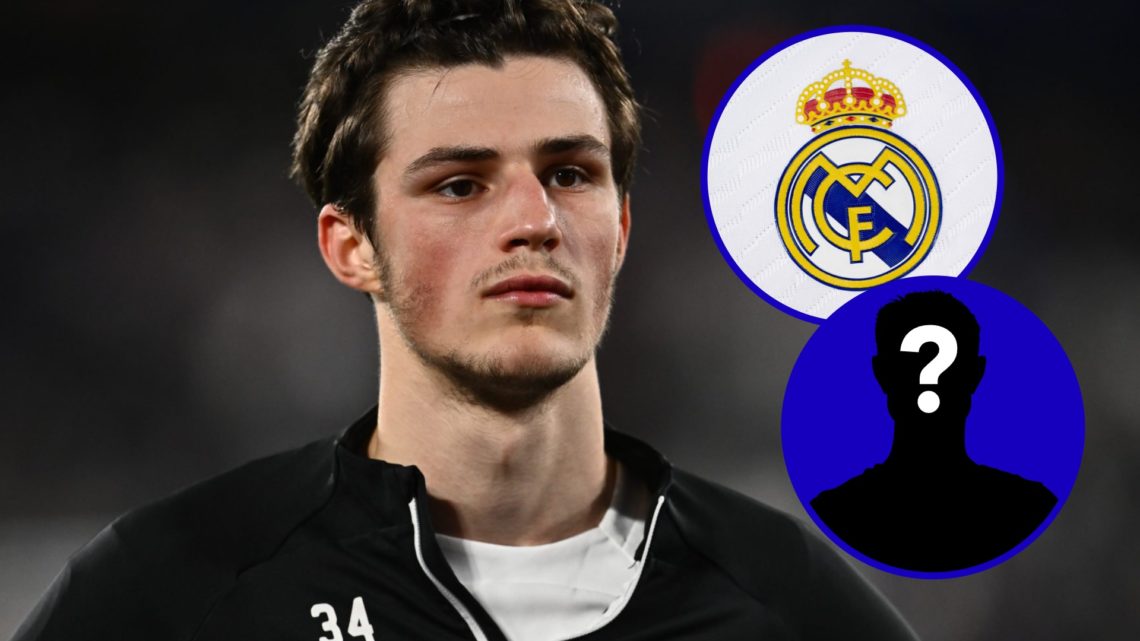 Former Freiburg midfielder Merlin Rohl. Inset, EN mystery player. Inset, Real Madrid badge.