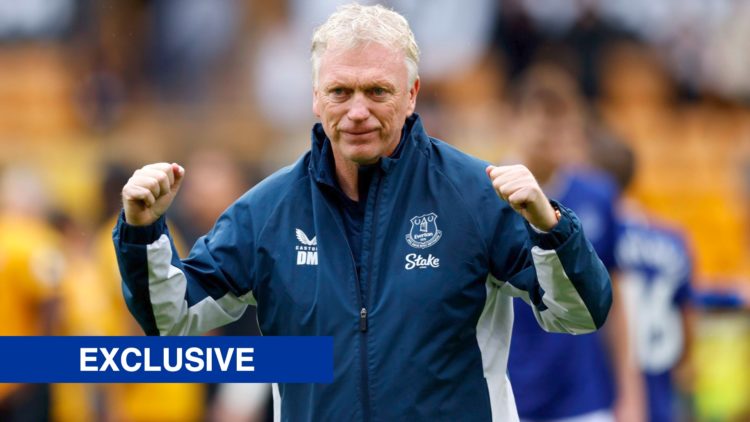 Everton manager David Moyes. Inset of exclusive banner.