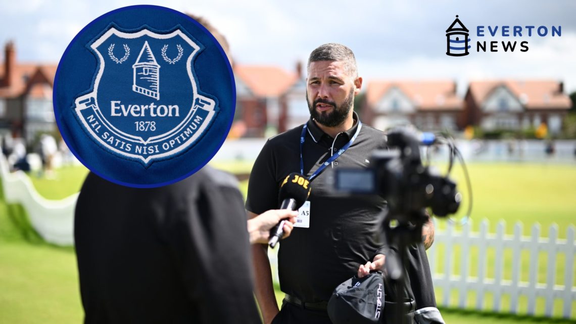 Tony Bellew speaks to the media during a charity golf event.