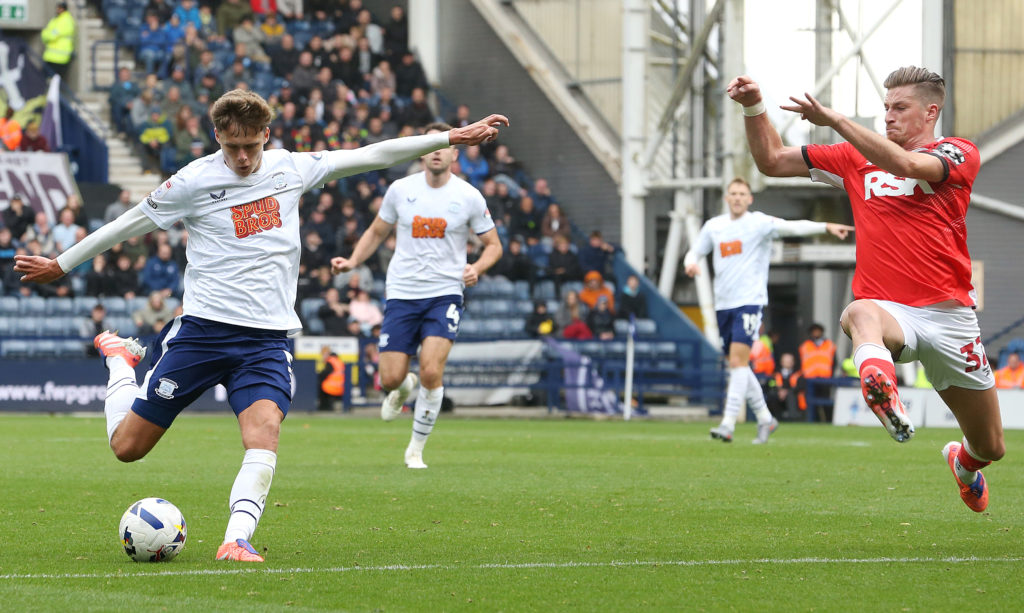 Harrison Armstrong in action for Preston North End v Charlton Athletic