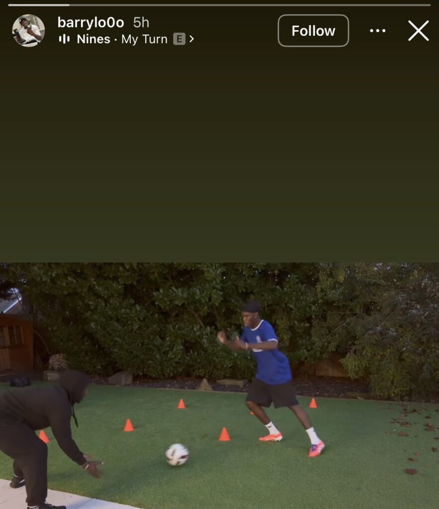 Thierno Barry trains at home away from Everton.