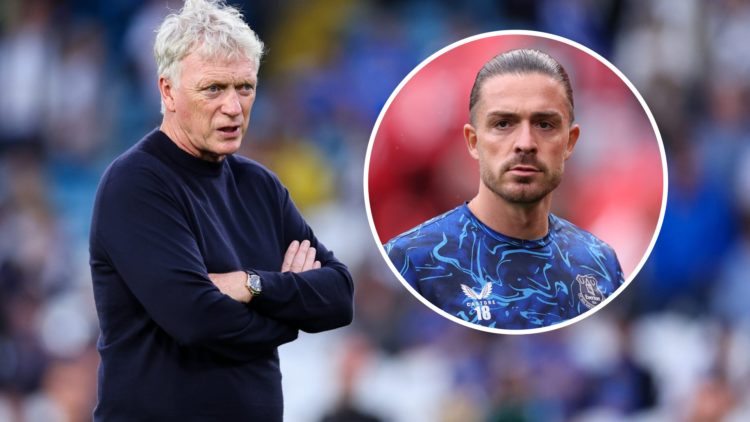 Everton boss David Moyes looks on against Leeds United. Inset, Everton midfielder Jack Grealish.