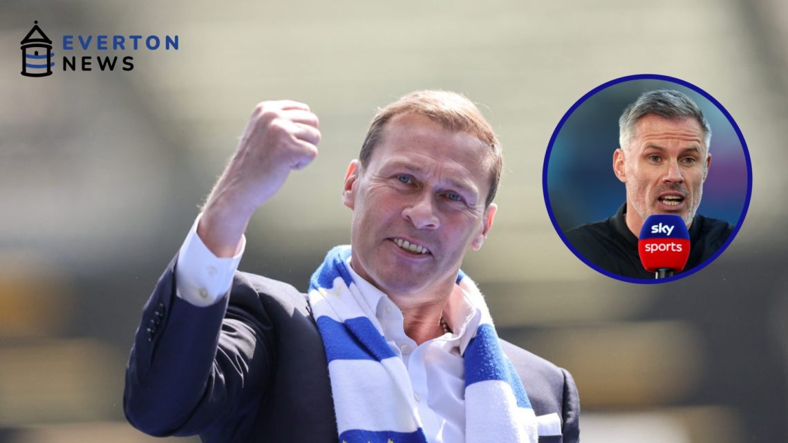 Duncan Ferguson celebrates the final game at Goodison Park. Jamie Carragher reacts ahead of Manchester City vs Wolves.