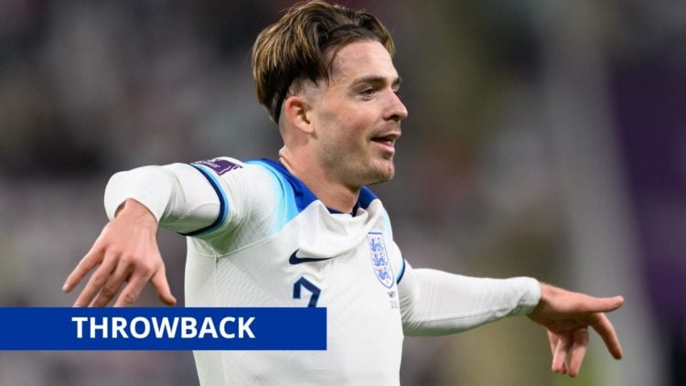 Main: Jack Grealish of England celebrates after scoring their team's sixth goal during the FIFA World Cup Qatar 2022 Group B match between England ...