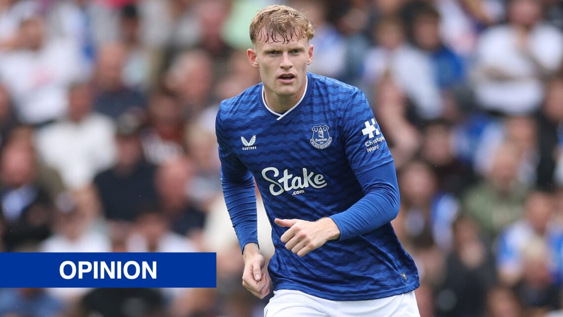 Jarrad Branthwaite reacts during Everton's pre-season friendly vs Blackburn Rovers.