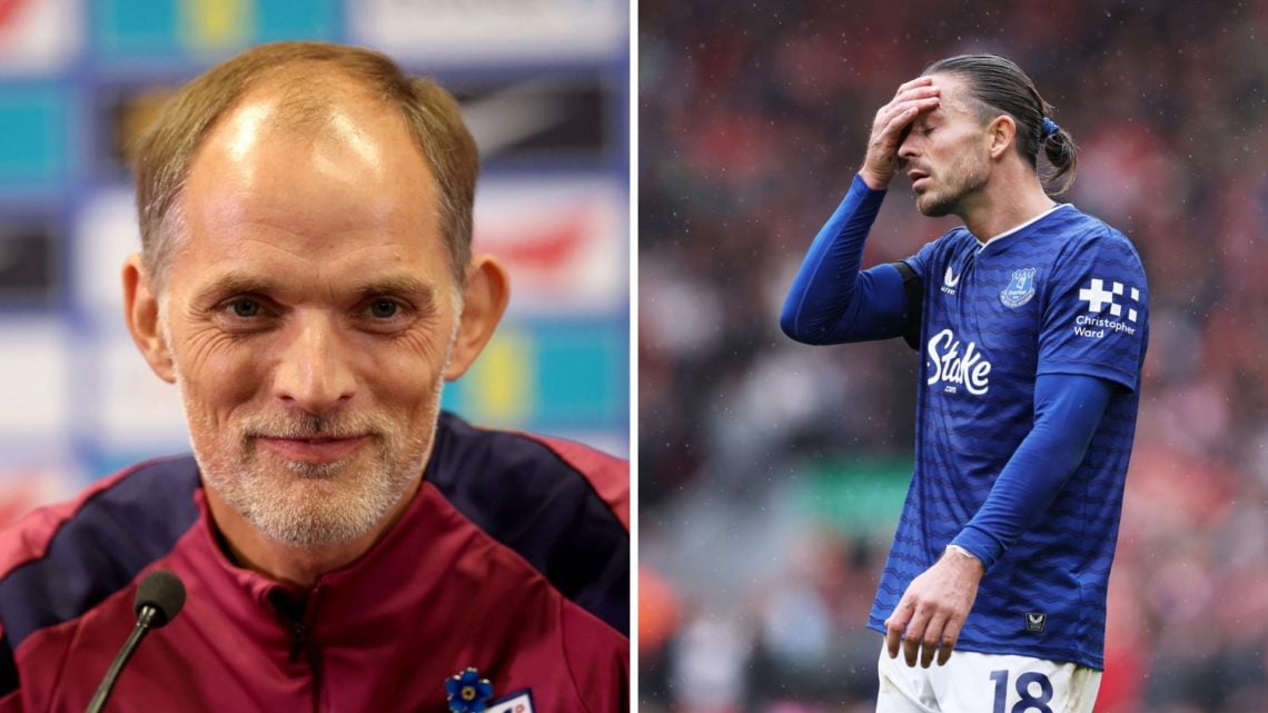 England manager Thomas Tuchel. Everton winger Jack Grealish.