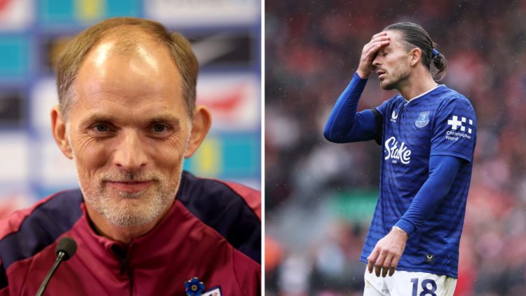 England manager Thomas Tuchel. Everton winger Jack Grealish.