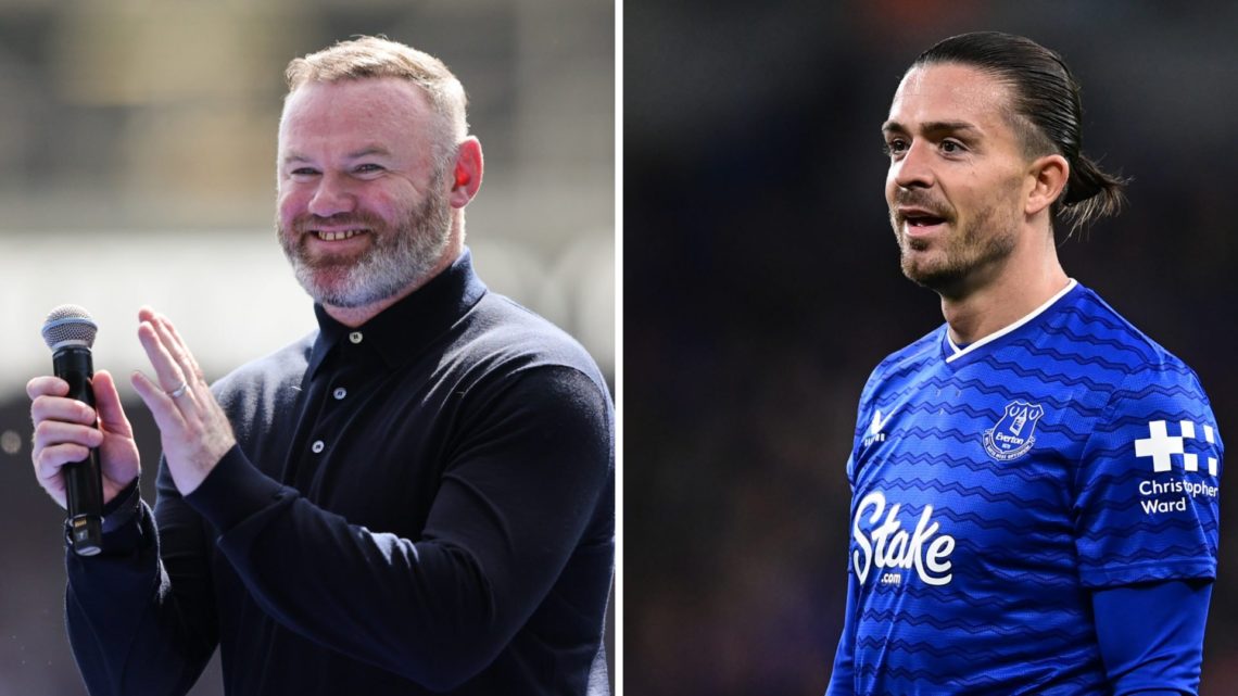 A split image of former Everton striker Wayne Rooney (L) and Everton midfielder Jack Grealish (R)