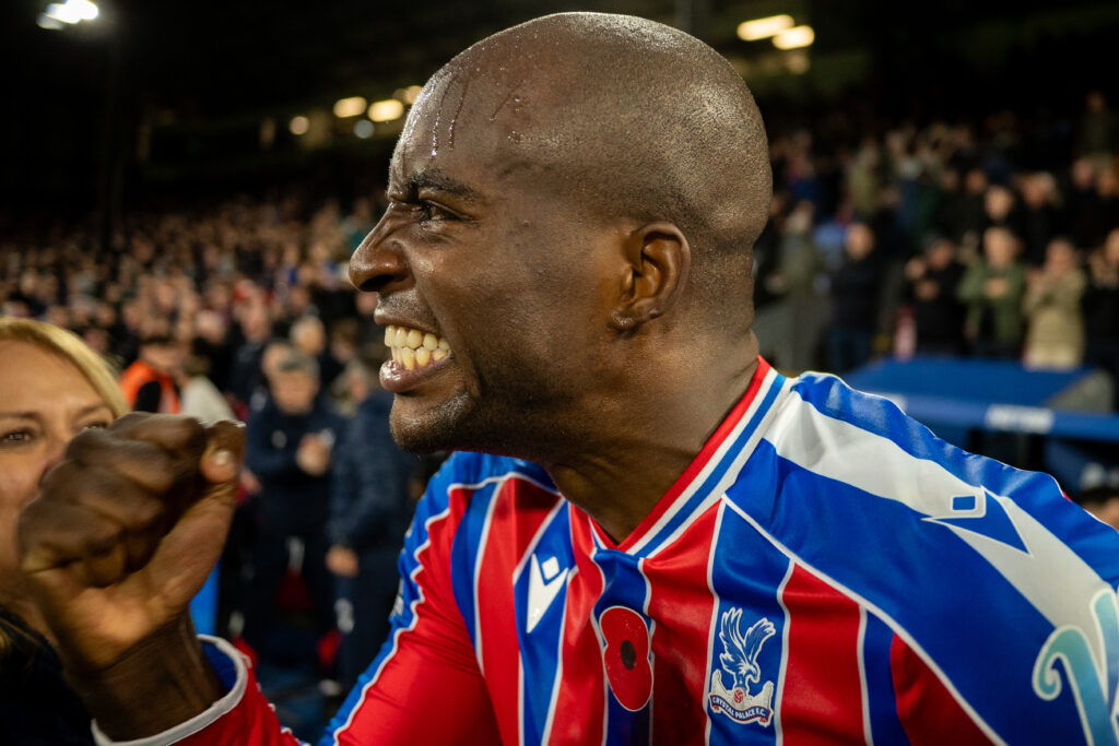 Jean-Philippe Mateta celebrates for Crystal Palace v Brentford