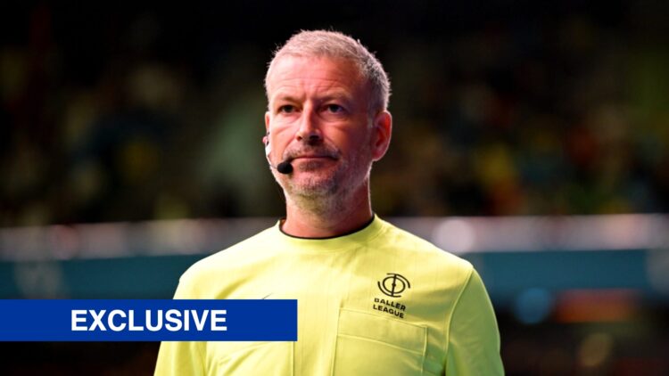 Mark Clattenburg. Inset of exclusive banner.