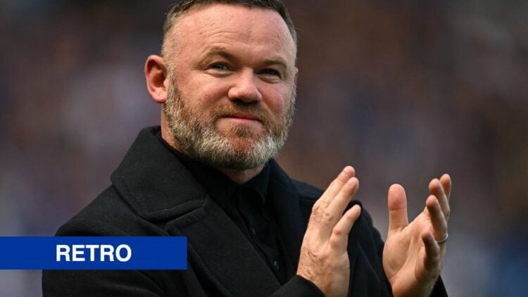 Former Everton star Wayne Rooney. Inset of retro banner.