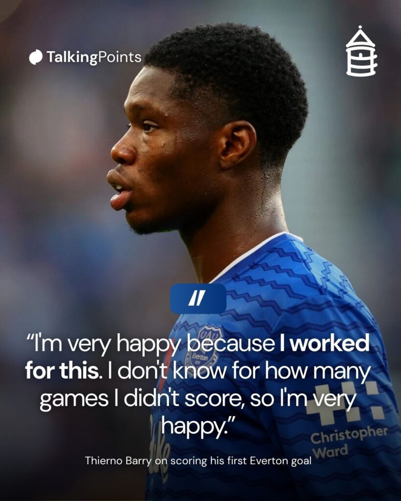 Thierno Barry on how it felt to score his first Everton goal.