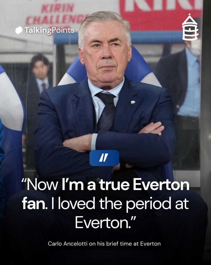 Carlo Ancelotti quote on his time at Everton.