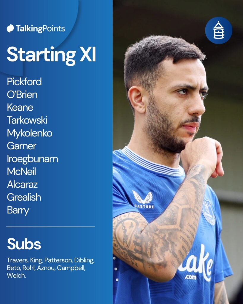Everton starting XI vs Arsenal.