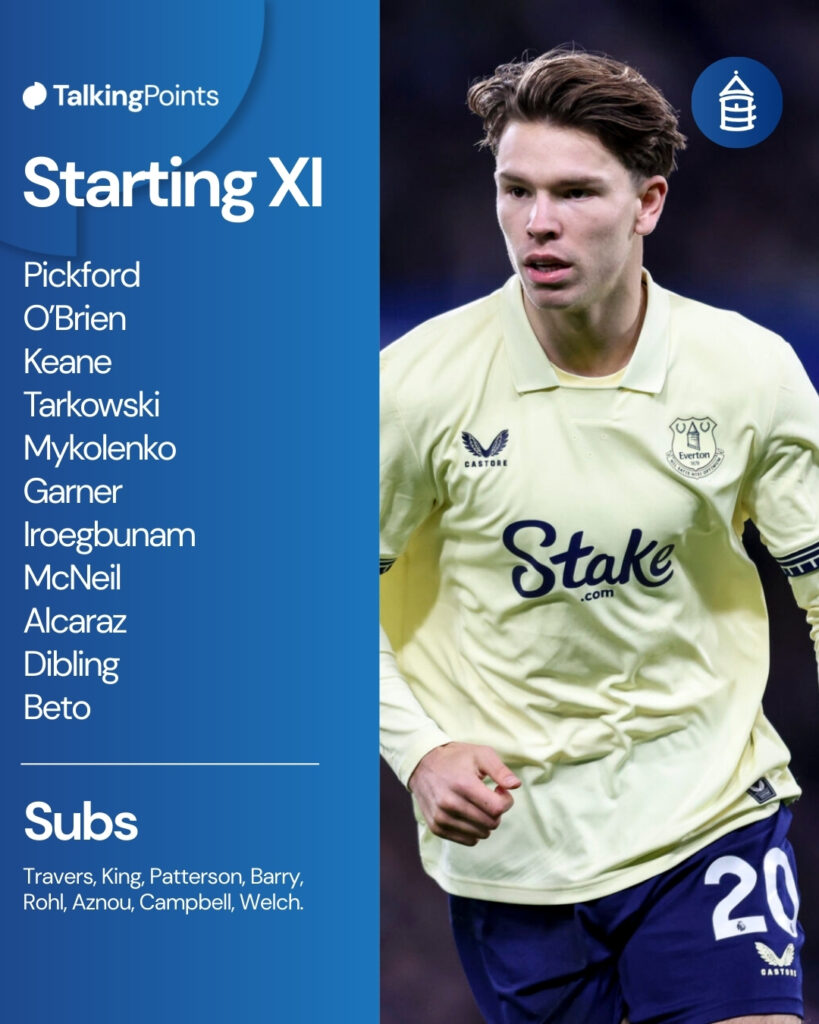 Everton starting XI vs Burnley