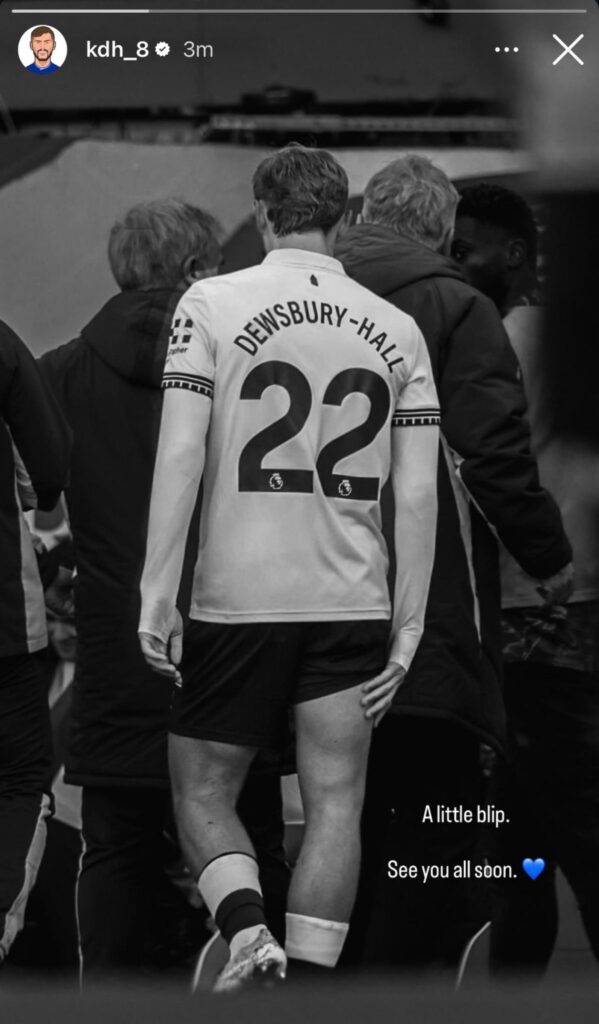 Kiernan Dewsbury-Hall shar5es injury update on Instagram.