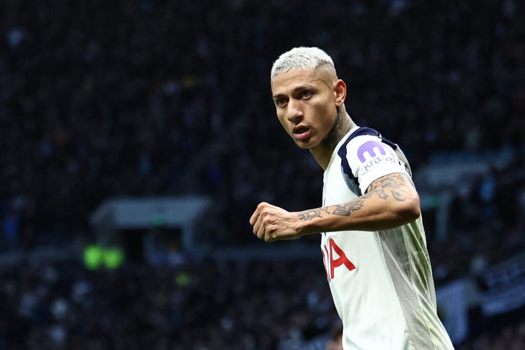 Richarlison celebrates scoring for Tottenham in the Premier League vs Brentford