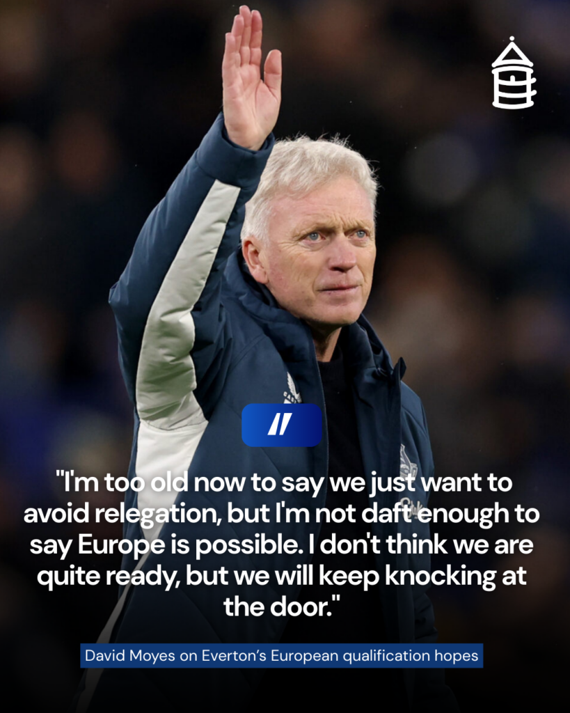 David Moyes on Everton's hopes of qualifying for Europe.