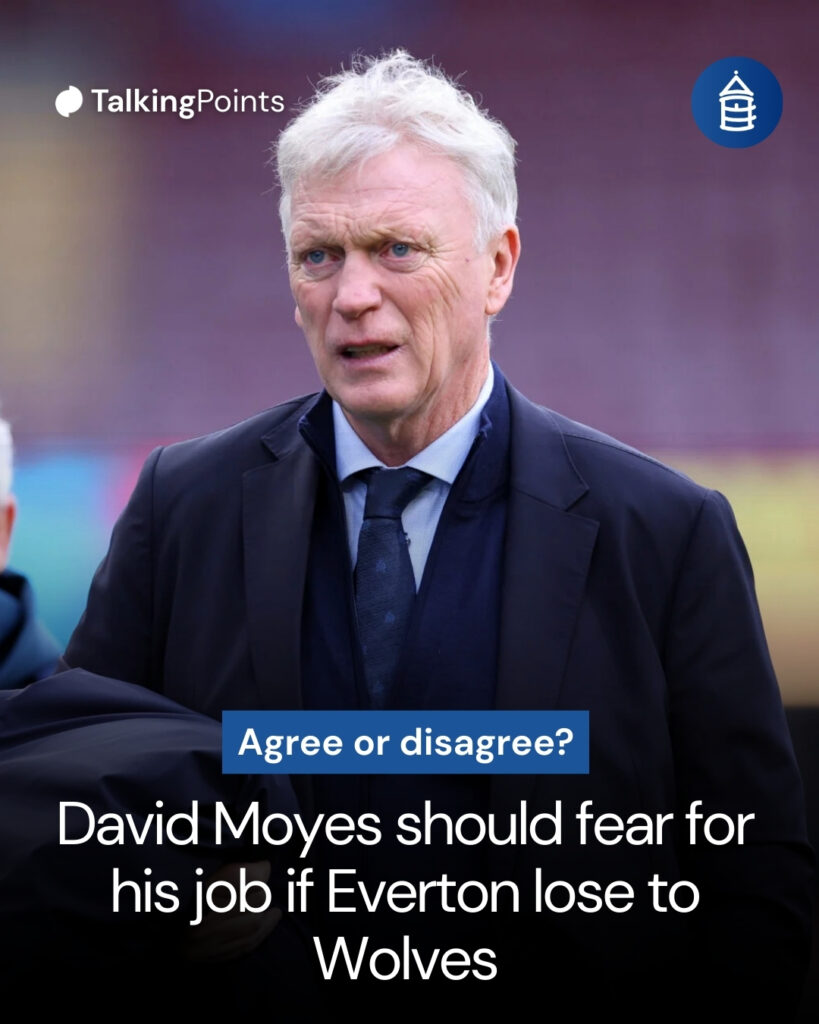 David Moyes reacts ahead of Burnley vs Everton in the Premier League.