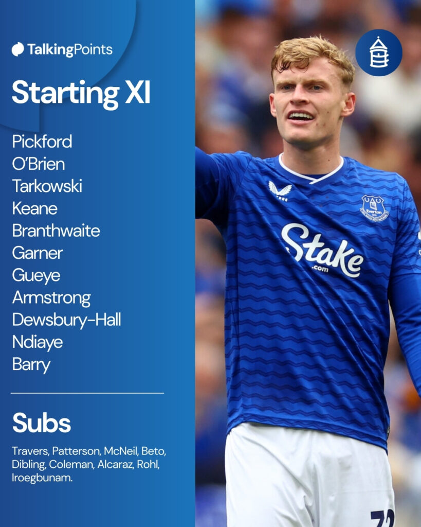 Everton starting XI to face Brighton & Hove Albion.