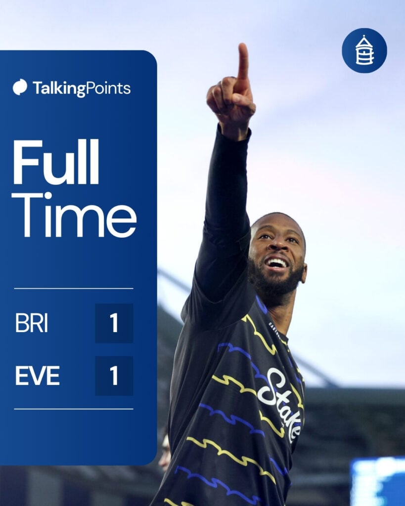 Everton full time result vs Brighton & Hove Albion.