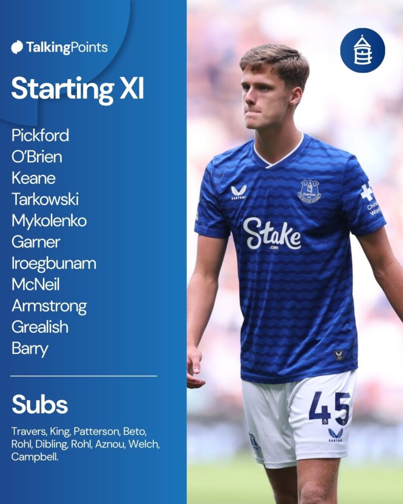 Everton vs Wolves starting line-up.