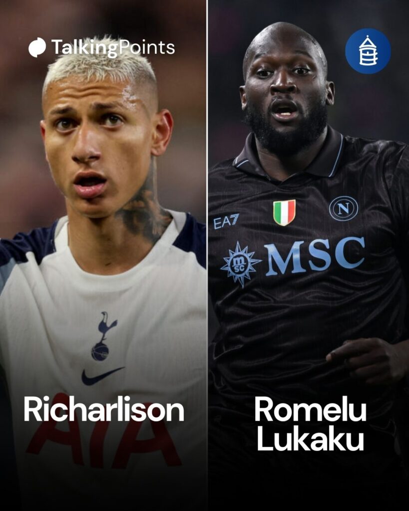 Former Everton strikers Richarlison and Romelu Lukaku.