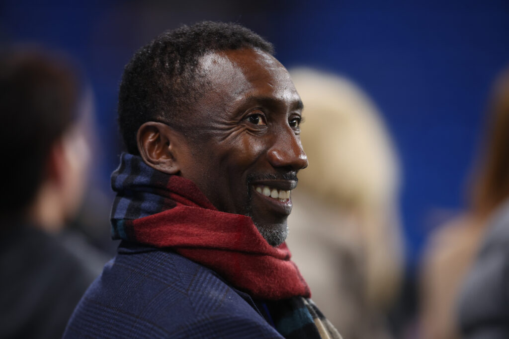 Jimmy Floyd Hasselbaink gives a smile.