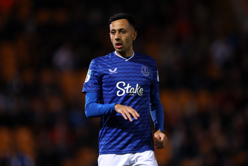 Dwight McNeil playing for Everton.